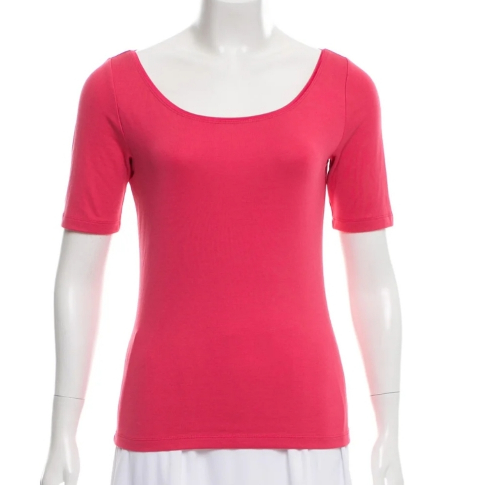 Ellen Tracy Coral Red Stretch Short Sleeve Top size XS, P